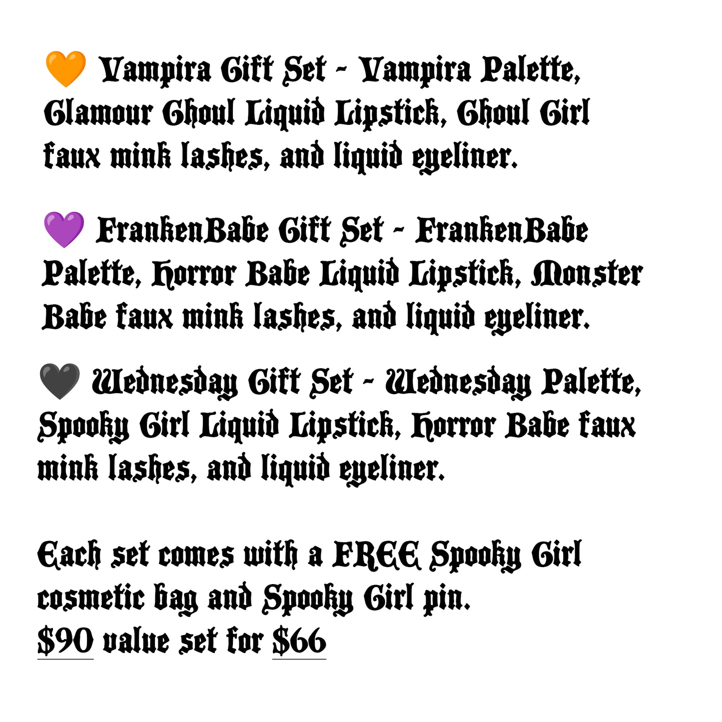 NEW! SPOOKY GIRL GIFT SETS
